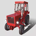 Red Agricultural Tractor With Enclosed Cab And Large Wheels For Farming Use