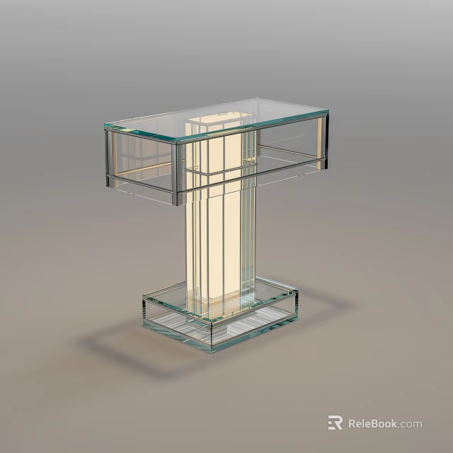 Modern Glass Table Lamp With Transparent Frame And Illuminated Central Structure 3d model 