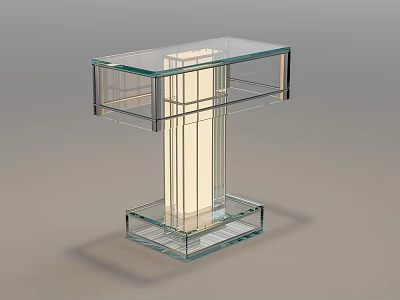 Modern Glass Table Lamp With Transparent Frame And Illuminated Central Structure 3d model