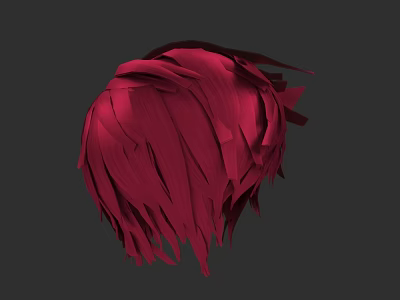 Woman With Stylish Red Layered Feather Like Headpiece On Dark Background 3d model