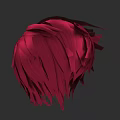 Woman With Stylish Red Layered Feather Like Headpiece On Dark Background