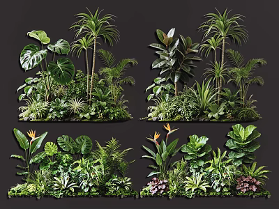 Lush Tropical Plant Combinations with Various Foliage and Greenery for Decor 3d model