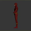 The Flash Superhero Character In Red Costume With Lightning Symbol Standing Pose Arms Outstretched