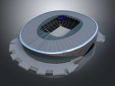 Modern Stadium Architectural Design With Circular Roof And Illuminated Seating Area 3d model