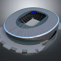 Modern Stadium Architectural Design With Circular Roof And Illuminated Seating Area