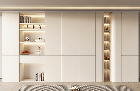 Modern Decorative Cabinet Cream Bookcase 3d model