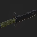 Tactical Military Knife With Serrated Blade Green Textured Grip And End Ring