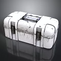 Vintage White Trunk With Worn Surface Metal Clasps And Top Handle