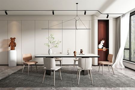 modern dining table and chair 3d model