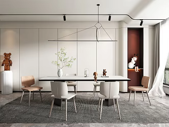 modern dining table and chair 3d model