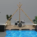 Modern Commercial Exhibition Equipment For Car Display Booth With Green Plants Setup