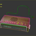 Wooden Electronic Radio With Digital Display Screen Control Buttons And Power Cord