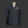 Formal Military Style Coat In Dark Blue With Brass Buttons And Insignia Details