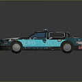 Blue And White Police Car With Red Blue Lights And Sleek Body Design Vehicle