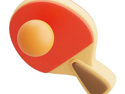 Vibrant Table Tennis Sports Equipment with Red Racket Yellow Handle and Orange Ball Design 3d model