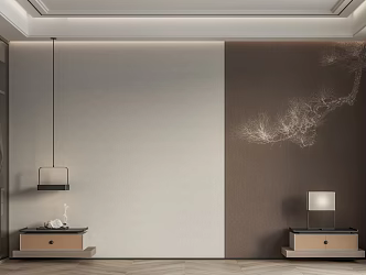 New Chinese bedside background wall bedroom background wall 3d model