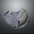 Cute 3D Cartoon Shark Character With Blue Body Open Mouth And Sharp Teeth
