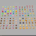Assorted Colorful Candies And Cookies Arranged Neatly On Black Background