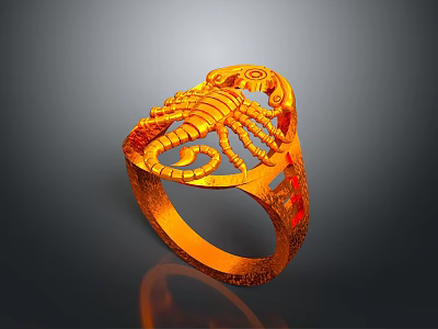 Stylish Gold Scorpion Design Ring Daily Life Fashion Accessory 3d model