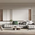 Quiet sofa tea table combination 3d model