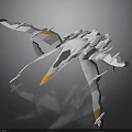 Futuristic Cosmic Spaceship Design With Aerodynamic Structure And White Gray Orange Accents