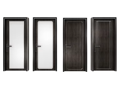 Modern Swing Doors With Glass Panel And Solid Wood Design For Interior Use 3d model