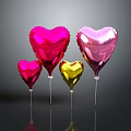 Metallic Heart Shaped Balloons Decoration Equipment With Red Pink Yellow Colors And Reflections
