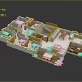 3D House Floor Plan With Room Layout Furniture Stairs And Plants