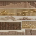 Modern Wooden Background Wall Design With Wave Patterns Lighting Effects and Various Textures 3d model