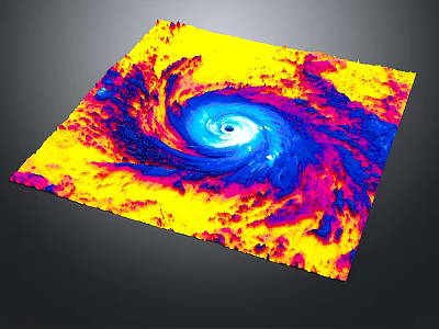 Vibrant Colorful Spiral Pattern With Yellow Red Blue And Purple Swirls 3d model