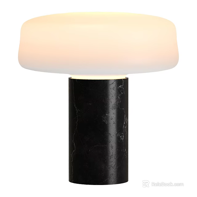 Modern Table Lamp with White Lampshade Black Marble Base and Soft Lighting Design 3d model