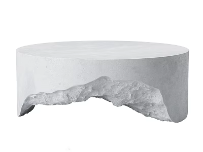 Round White Coffee Table With Rock Shaped Base Modern Minimalist Style 3d model