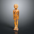 Ancient Style Carved Wooden Human Figure Sculpture With Textured Surface And Artistic Details