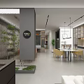 Modern Kitchen Interior Design With Gray Cabinets Yellow Pendant Light Wooden Island And Appliances