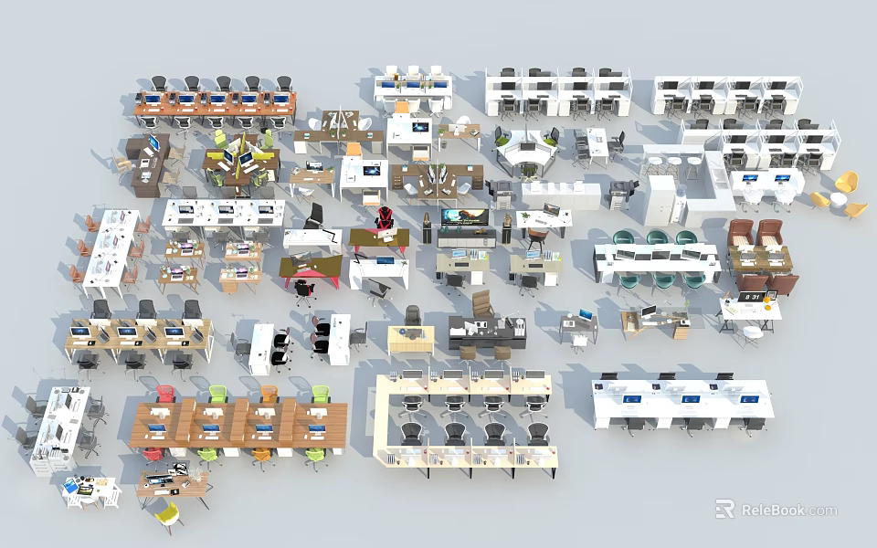 Diverse Modern Office Desk Designs With Various Styles And Workspace Solutions 3d model 