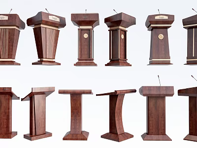 Functional Wooden Podium Desks with Various Designs for Presentations and Events 3d model
