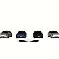 Six Different Colored Electric Cars Lined Up With Brand Logo Below
