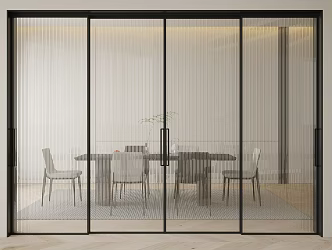 Changhong glass sliding door frosted glass door dining table and chair sliding door swing door sliding door single door 3d model