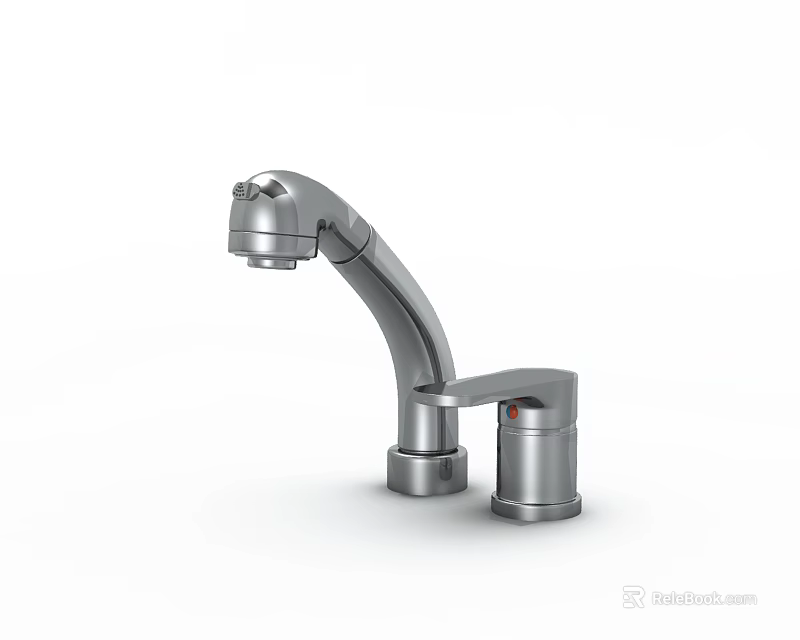 Modern Kitchen Faucet With Chrome Finish Swivel Spout And Single Handle Design 3d model 