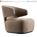 Modern Beige Velvet Single Sofa With Curved Armrest And Quilted Stitching Design