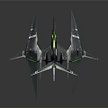 Space And Aerospace Dark Colored Spaceships With Green Lines In Flying Formation
