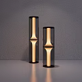 Modern Cylindrical Table Lamps With Black Base Transparent Shade And Warm Yellow Light