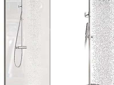Modern Chrome Shower System With Handheld Sprayer And Rainfall Head Design 3d model