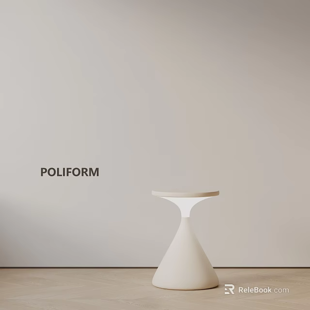 POLIFORM Modern White Side Table With Minimalist Design And Tapered Base 3d model