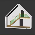 Wooden Staircase With Railing And Steps In House Model Interior Design