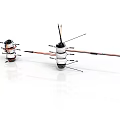 Two Space Satellites With White Bodies Black Components And Red Antennas For Space Exploration