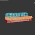 Modern Two Seater Sofa With Cream Leather Upholstery And Tufted Button Design 3d model