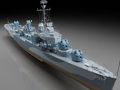 3D Rendered Naval Warship With Gray Hull And Number 8517 3d model