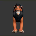 Stylized Cartoon Lion 3D Character Model With Orange Body Black Mane And Green Eyes