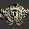 Detailed Mechanical Robot Warrior Design With Yellow Black Armor And Weapon